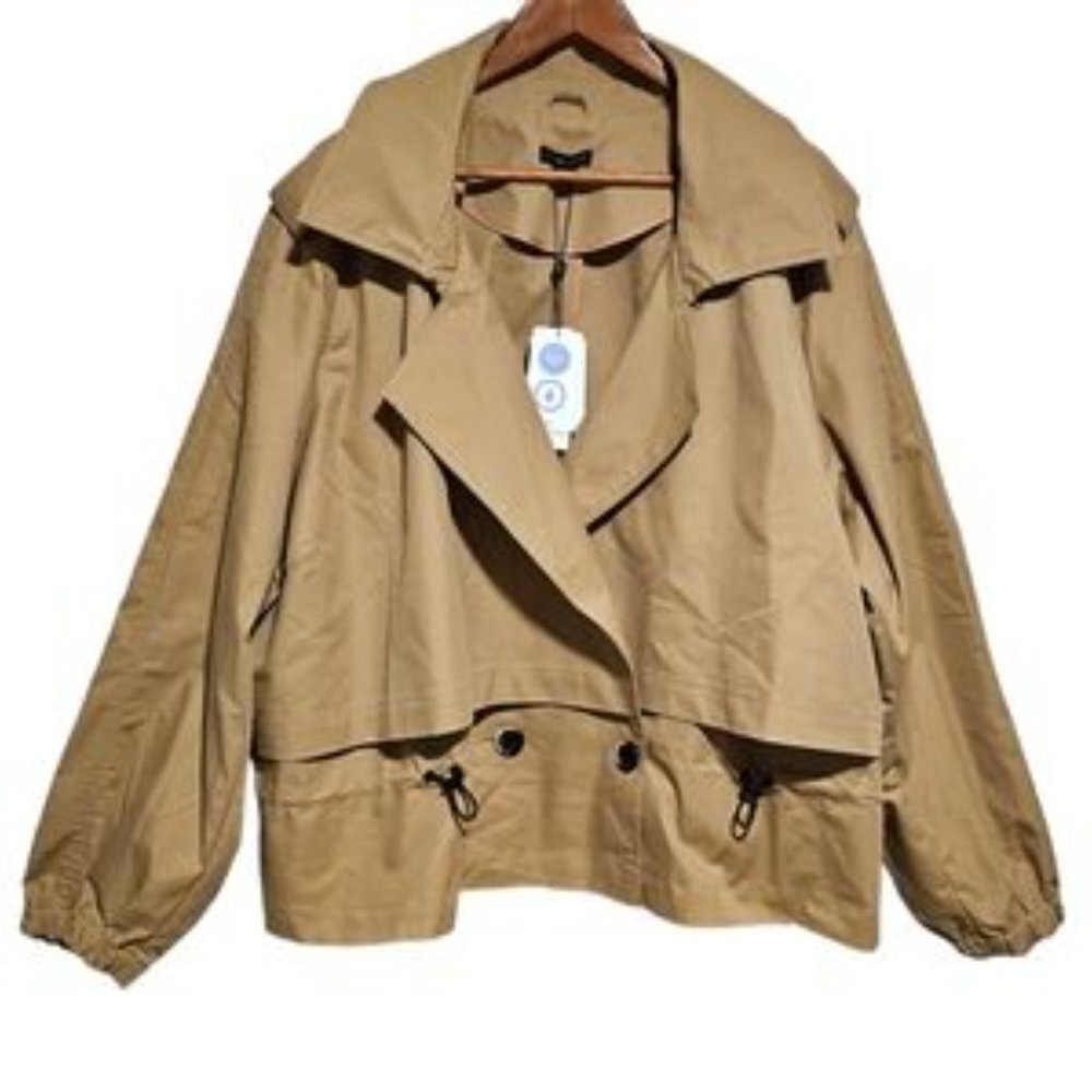Universal Standard Leonard Cropped Trench Coat Size Small 14/16 NWOT - Picture 3 of 4
